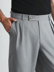 HUEFORM Quần tây nam ống rộng, chất liệu jacquard họa tiết hoa màu xám, kiểu dáng thoải mái, phù hợp cho công sở. - Xám - Xem 3