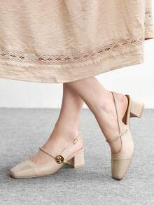 CUCCOO BIZCHIC Women's Classic Low Heel Slip-On Pumps, Black For Christmas Valentine's Day - Deep Apricot - View 4