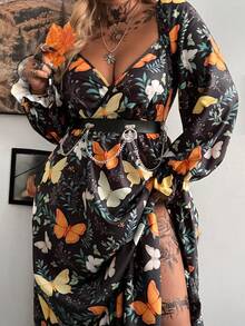 Whyspr Đầm maxi xếp lớp họa tiết hoa, kiểu dáng cổ điển lãng mạn, thanh lịch dành cho nữ cỡ lớn, thích hợp cho mùa xuân, hè, thu, phong cách Gothic, Punk, đi nghỉ mát. - Nhiều màu - Xem 7