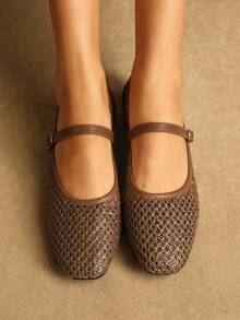 Rosivie 女士鞋履 法式优雅 女士平底鞋 网纱透气不闷脚 休闲舒适 适合下午茶和假日穿着 - 棕色 - 查看 10