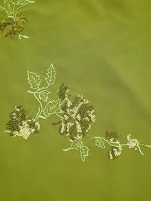 Sweetra 大码女装复古浪漫度假性感亮片装饰V领收腰露背迷你连衣裙，绿色迷你连衣裙，露背连衣裙，时尚连衣裙，日常连衣裙，清新绿色，适合海滩、返校、学院风、春季、夏季穿着 - 綠色 - 查看 6