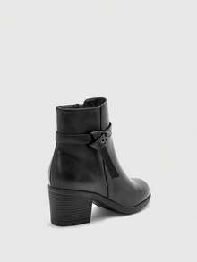 CUCCOO BIZCHIC Botas cortas casuales y cómodas con diseño de cremallera lateral para mujer, versátiles para uso diario - Negro - Ver 9