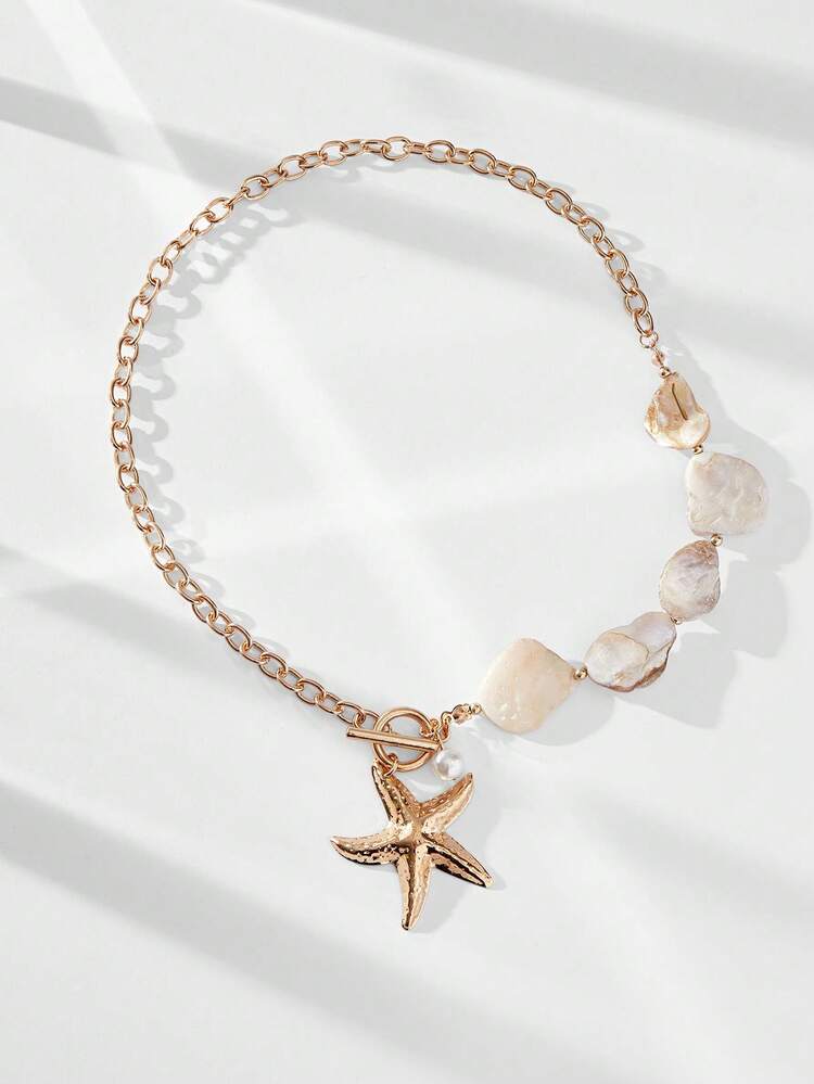 SHEIN Maija Bohemian Style Shell & Starfish Necklace