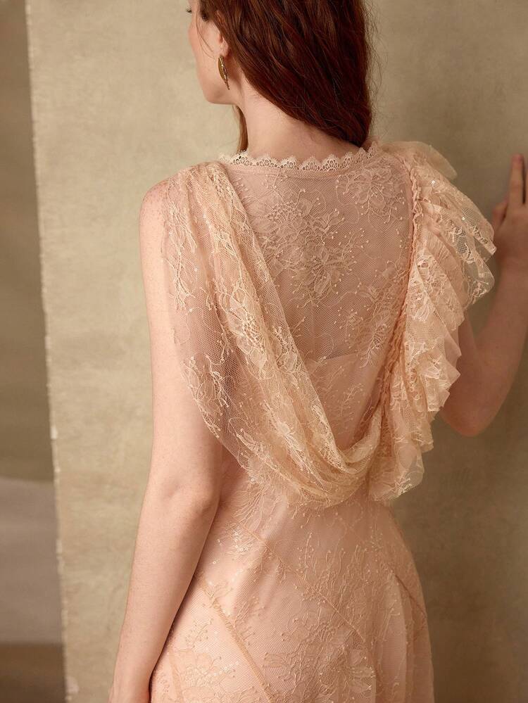 ELEGANT LACE RUFFLE DRESS, SPRING/SUMMER