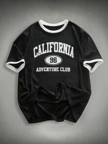 HIMLAND 男士休闲数码印花纹理面料圆领短袖T恤 - 彩色 - 查看 1