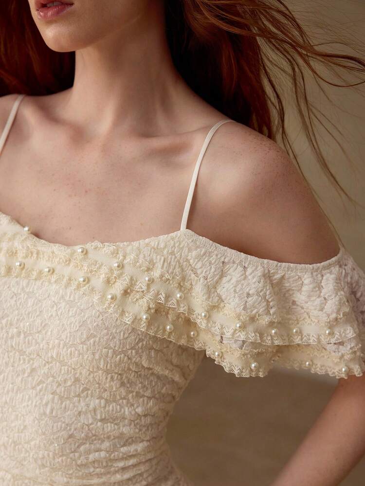 LACE RUFFLE ASYMMETRIC HEM DRESS, SPRING/SUMMER