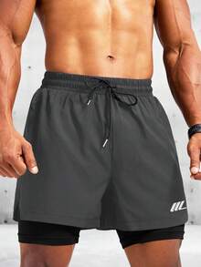 Acti Log Quần short thể thao nam in họa tiết thường ngày - Màu xám đen - Xem 5