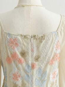 Soleia 大码女式刺绣长袖迷你连衣裙 - 杏色 - 查看 7