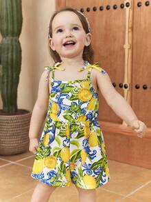 SHEIN Baby Girl Ditsy Floral Woven Romper - Multicolor - View 7