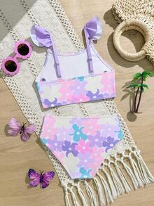 女童碎花泳衣套装 - 彩色 - 查看 2