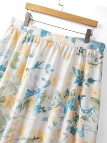 GlowEve CURVE Chân váy chữ A xếp ly, cạp chun, in hoa dành cho nữ cỡ lớn, thích hợp cho mùa xuân/hè. - Nhiều màu - Xem 5