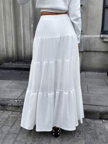 SHEIN EZwear Váy xếp tầng dệt jacquard phong cách thường ngày dành cho nữ, thích hợp cho kỳ nghỉ hè. - Nhiều màu - Xem 7