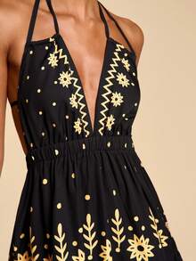 Travachic 女士全印花露背吊带休闲度假连衣裙 - 彩色 - 查看 3