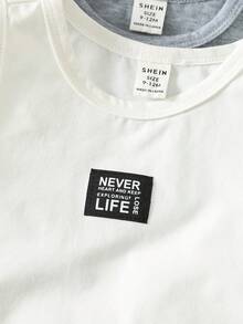 SHEIN 5件套男女宝宝休闲可爱条纹纯色无袖针织背心套装，春夏宝宝服装 - 彩色 - 查看 5