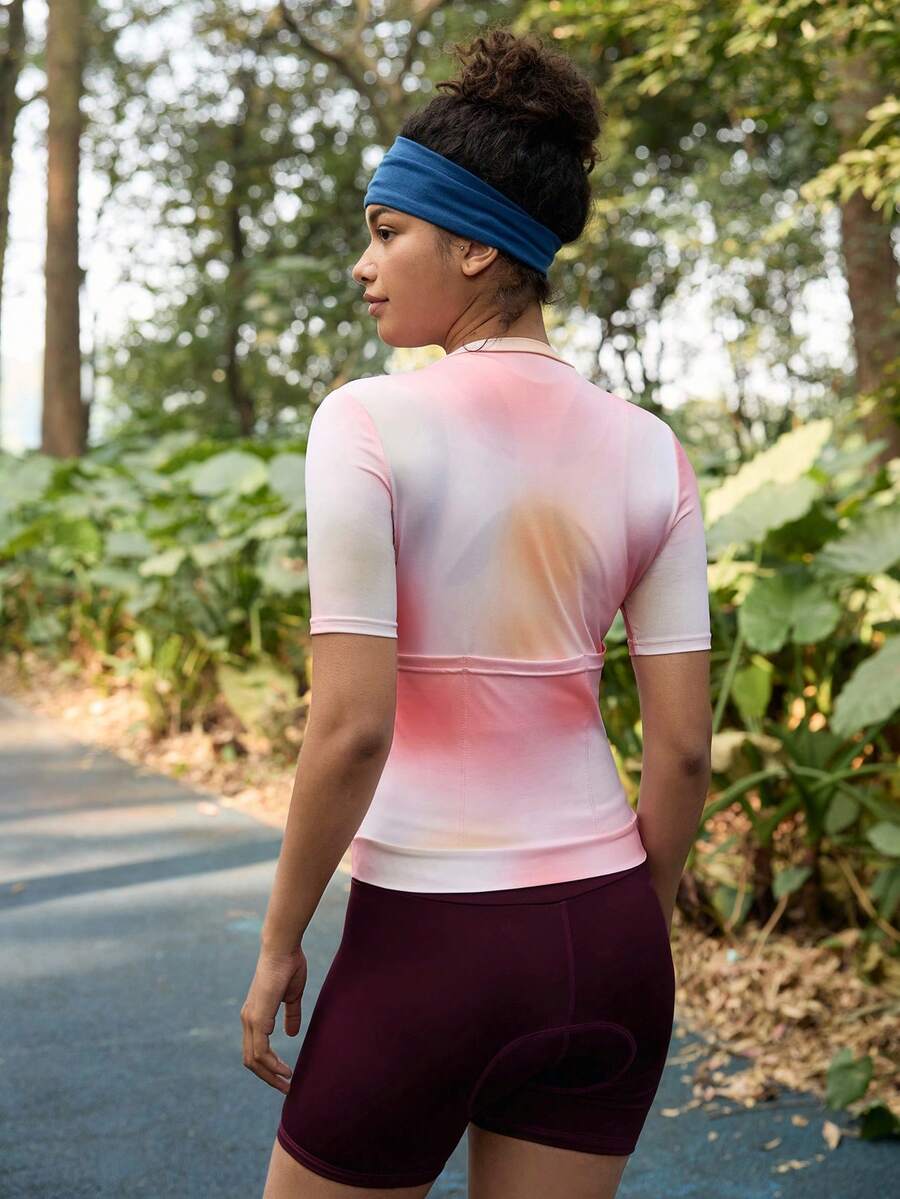 Exploreva Women's Professional Cycling Jersey - Printed Short Sleeve Zippered Sports Top With Anti-Slip Silicone & Back Waist Pockets - Designed Specifically For Female Cycling Enthusiasts