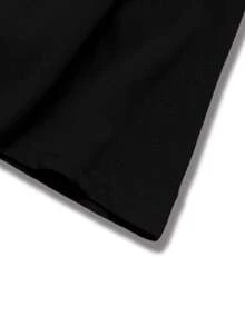 Manfinity LEGND 男士时尚休闲通勤款眼睛字母印花短袖黑色T恤，夏季 - 黑色 - 查看 3