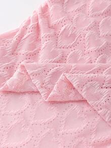 Rafferiza Elegant och trendig t-shirt med smal passform, bara axlar och stort slag, hjärtmönster i spets för unga kvinnor, lämplig för vår/höst - Rosa - Visa 8