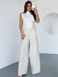 Firerie Women's New Elegant Casual Versatile Loose High Waist Pleated Wide Leg Linen Pants, Suitable For Summer, Office, Vacation, Beach - Apricot - View 7