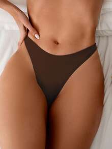 Swim Basics Solid Color High-Cut Bikini Bottoms For Summer Beach Vacation - Coffee Brown - View 4