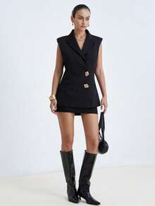 Aveloria Modichic Áo vest không tay màu đen cao cấp thời trang dành cho nữ, thích hợp mặc đi làm. - màu đen - Xem 1