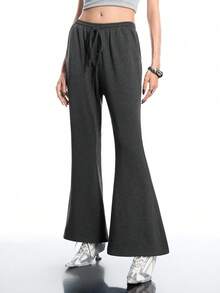 Airlisse Women's Fashion Y2K Flare Leg Drawstring Waist Sweatpants Flared Pants For Women Bell Bottom Pants Y2K - Dark Grey - View 4