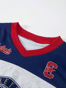 2pcs/Set Casual Street Style Knit T-Shirt & Sweatpants Set For Teenage Girls, Suitable For Outdoor, Sports, American Style - Grey - View 3