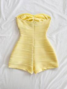 Soleia Women's Jacquard Knit Textured Fabric Metal Accent Jumpsuit, Suitable For Party, Christmas, Date Night, Nightclub, Beach, Cruise, Afternoon Tea, Bohemian, Boho, Vacation, Fall - Yellow - View 2