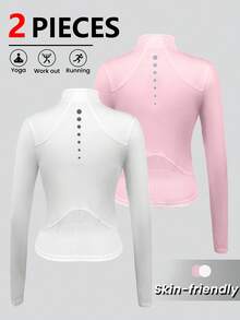 Velisys 2件套前拉链修身长袖运动夹克 - 彩色 - 查看 2