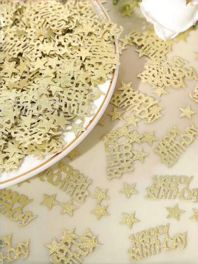 1袋生日圣诞派对装饰闪亮星星纸屑和异形纸片套装闪光金属箔彩色混合装，适用于餐桌散落装饰、庆祝活动、婚礼、新年、节日用品