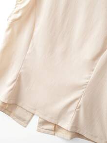 GlowEve CURVE Bộ đồ 2 món dành cho nữ cỡ lớn: Áo cổ chữ V tay ngắn và quần ống rộng, thích hợp cho mùa xuân/hè. - Màu be - Xem 7