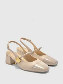 CUCCOO BIZCHIC Women's Classic Low Heel Slip-On Pumps, Black For Christmas Valentine's Day - Deep Apricot - View 2