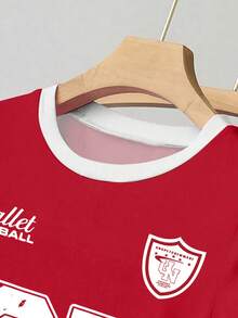 少女红白撞色褶皱短袖T恤，百搭数字07印花，可爱蝴蝶结袖口设计 - 彩色 - 查看 4