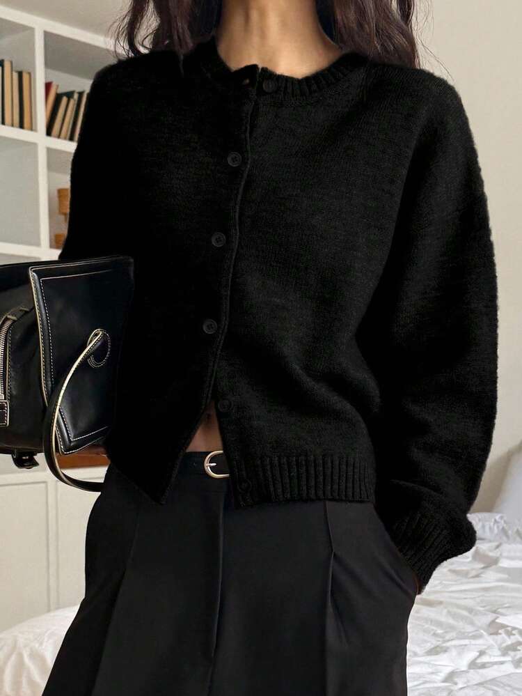 Women's Solid Color Minimalist Knit Cardigan