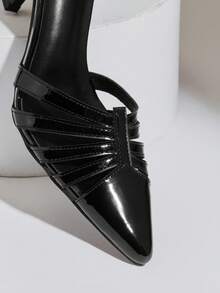 SHUZIA Women's Elegant Stylish Point Toe Ankle Strap Stiletto Pumps - Black - View 7