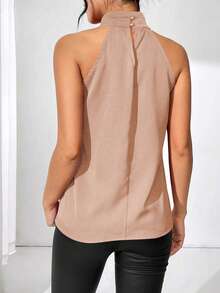 Rafferiza Women's Halter Neck Shirt With 3d Flower Decoration For New Year Clothes - Khaki - View 2