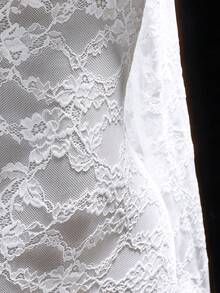 Amplova Đầm ôm sát ren hở lưng cổ chữ V sâu dành cho nữ - trắng - Xem 8