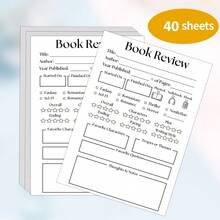 1/2/4/6本装书评记事本，5.5 x 3.9英寸，自粘式小记事本，阅读笔记用品，每本40页。 - 黑與白 - 查看 2