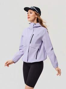 OutZeal Women Shell Jacket Camping Hiking Water-Resistant Zip Pockets Drawstring Hem - Dusty Purple - View 11