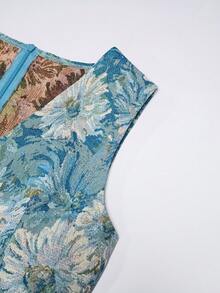 SHEIN Franclia Đầm dệt jacquard cổ chữ V sâu, gợi cảm, dáng dài ngang gối, thích hợp cho kỳ nghỉ, dành cho nữ. Đầm hoa xanh dương, đầm hoa mùa xuân, đầm thanh lịch mùa hè, đầm hè dài đến đầu gối, đầm Hàn Quốc, đầm hoa, đầm thời trang, đầm hè xanh dương, đầm hè thanh lịch, đầm hoa xanh dương, đầm xuân xanh dương, đầm dự tiệc vườn, đầm trà chiều, đầm biển, đầm xuân nữ, đầm hè nữ, đầm nữ, đầm lễ Phục sinh nữ, đầm ấn tượng, đầm hoa nữ, đầm xuân hè, đầm xếp ly, đầm đáng yêu. - Màu xanh lam - Xem 4