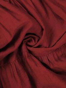 EMERY ROSE 大码女式春夏单竹结亚麻度假沙滩连衣裙，胸部褶皱层叠飘逸连衣裙，配有可调节挂脖蝴蝶结后背。