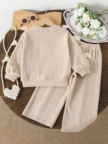 Young Girls Hoodie & Sweatshirt Co-Ords - Beige - View 2