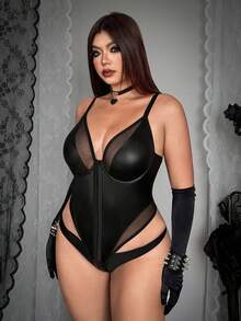 Whyspr 大码女式黑色性感镂空系带休闲时尚年轻弹力针织百搭舒适打底连衣裙，适合社交活动和节日穿着的性感正式礼服 - 黑色 - 查看 5