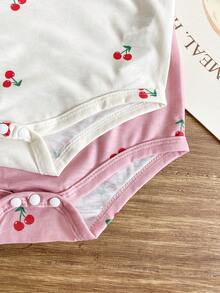 SHEIN Infant/Toddler Cute Letter Print Casual Short Sleeve Romper, Summer - Multicolor - View 8