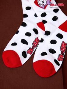 TOM & JERRY X Joivida 1 Pair Of Fashionable Cat And Mouse Socks, Sweat Absorbing And Breathable Casual Socks - White - View 5
