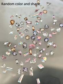 50颗迷你冰晶透明锆石美甲饰品 - 尖底水钻，打造闪亮美甲，DIY美甲美足装饰，美甲用品，适用于亚克力和凝胶指甲的宝石 - 彩色 - 查看 4