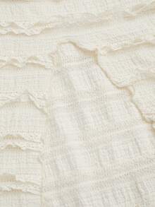 Sweetra 花卉纹理蕾丝饰边修身开衩吊带连衣裙，甜美度假风 - 杏色 - 查看 4