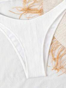 Swim SXY 2 bộ đồ bơi mùa hè dành cho nữ, màu trơn, kiểu buộc dây phía sau, chất liệu dệt kim. - trắng - Xem 7