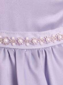 Elegant & Söt Rosa Organzablomma Kortärmad Prinsessklänning för Babyflicka - Rosa - Visa 5