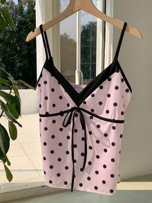 Comfortcana Áo kiểu in họa tiết chấm bi cổ điển, chất liệu 95% cotton, thích hợp cho kỳ nghỉ biển. - Nhiều màu - Xem 4