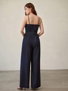 MOTF PREMIUM 牛仔布效果拉链连体裤 - 深色水洗藍 - 查看 3